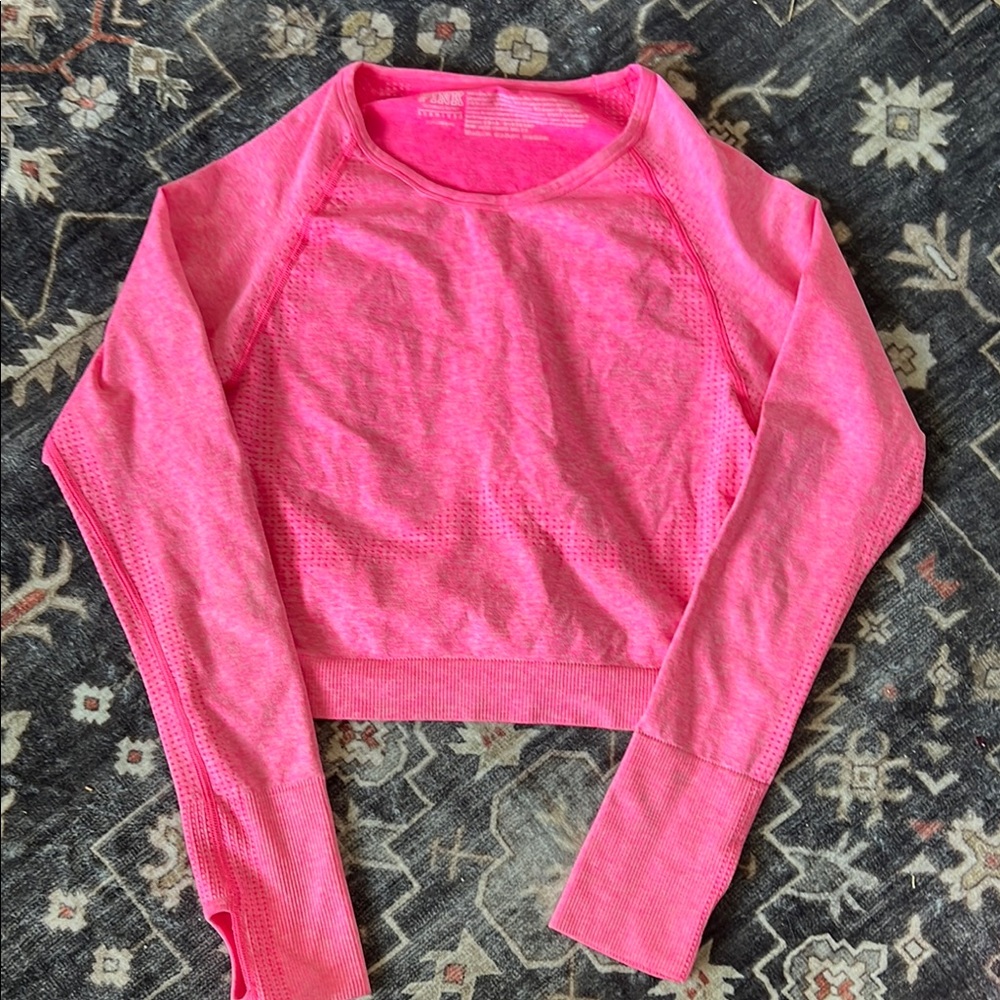 PINK Long Sleeve Crop Top